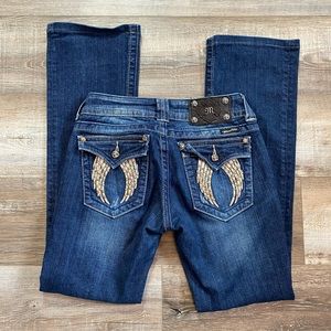 Miss Me 28 Boot Angel Wings Jeweled Pockets Jeans